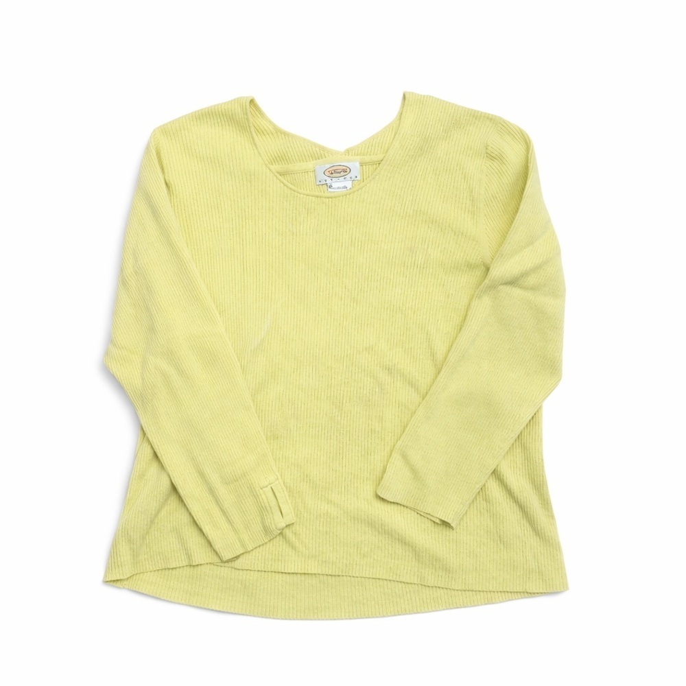 Talbots Scoop Neck Ribbed Sweater in Pale Yellow